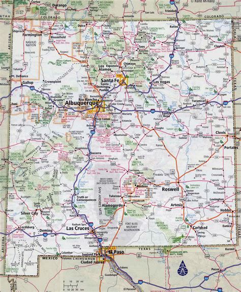 new mexico map with cities.